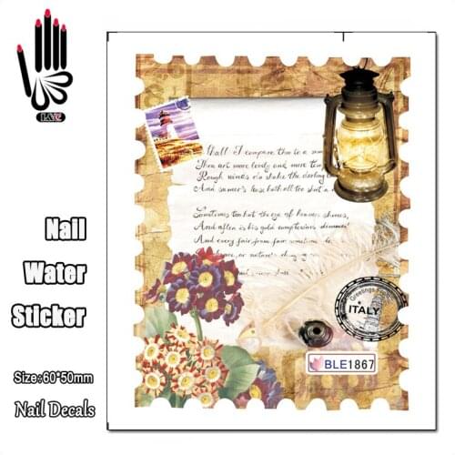 1 Sheet BLE1867 Scenic Spot Letter Stamp Designs Nail Sticker Full Cover Nail Art Water Transfer Sticker Decal Decoration