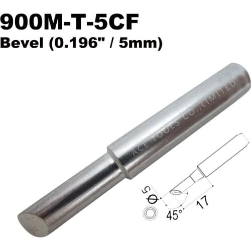 5PCS Soldering Tip 900M-T-5CF Bevel 5mm for Hakko 936 907 Milwaukee M12SI-0 Radio Shack 64-053 Yihua 936 X-Tronics 3020 Iron Bit