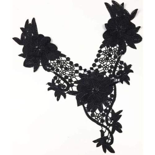Patches fabric collar Trim Neckline Applique for dress/wedding/shirt/clothing/DIY/craft/Sewing flower Floral lace sexy V neck Wh