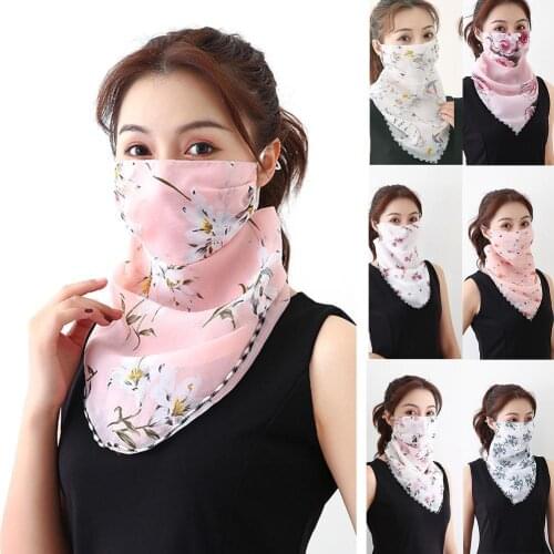 2021 New Women Winter Scarves Floral Chiffon Anti-UV Adjustable Scarf Outdoor Neck Face Cover Warm Shawl