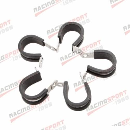 New 5PCS 1" 304 Stainless Steel Cushioned Hose Mounting Clamp Loop Strap Black
