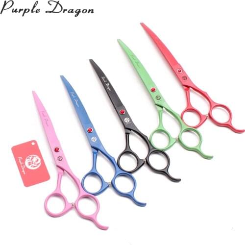 Dog Scissors 7" Purple Dragon Stainless Black Stainless Bend Down Shears Dog Grooming Scissors Up Curved Shears Pet Shears Z3100
