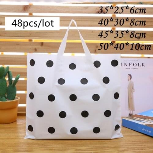 Wholesale plastic gift bags,plastic Thicken shopping bags,Festival gift package "White Polka dot print" 48pcs/lot Free shipping