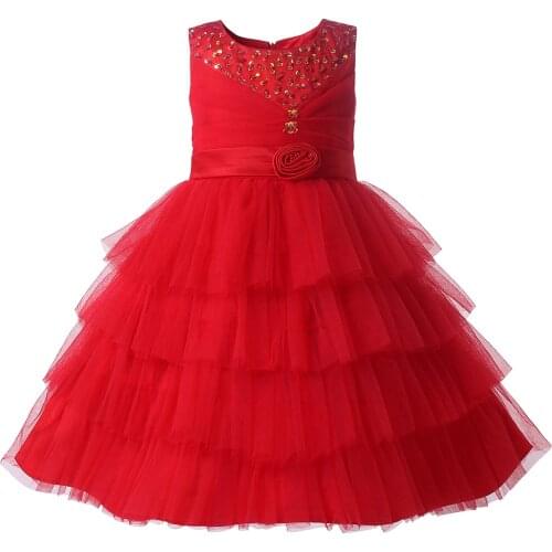 Sequined Rhinestone Dresses for Girls Christmas Children Clothing Princess Birthday Wedding Party Size 2 3 5 7 9 11 Years Old