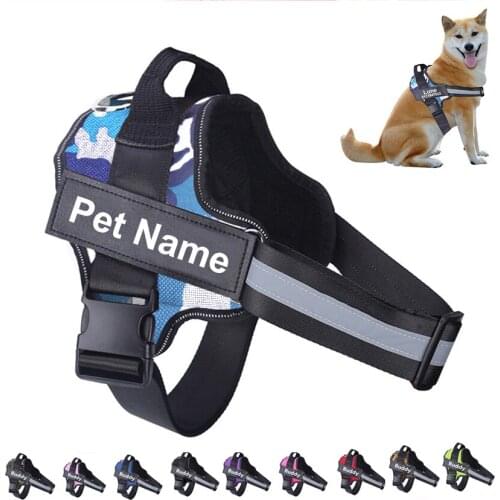 Dog Harness NO PULL Reflective Breathable Adjustable Pet Harness Vest with ID Custom Patch Outdoor Walking Dog Supplies