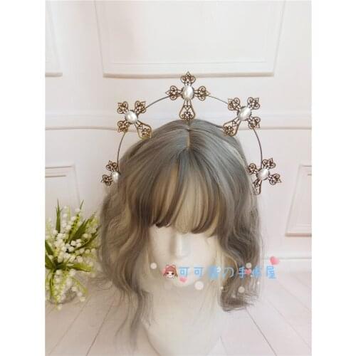 Antiquity Lolita Notre Dames Halo KC Hair Crown of sinking Sun Godmother Gothic Cross Crown Headwear Cosplay Tea Party Headband