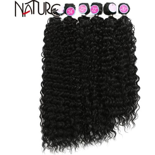 Natural Hair Weave Afro Kinky Curly Hair Bundles High Temperature Fiber 50-60 CM Ombre Blonde Wavy Synthetic Hair Extensions