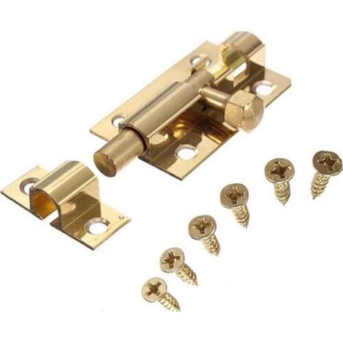 Lowest Price 1.5 inch Brass Door Slide Catch Lock Bolt Latch Barrel Home Safety Hardware &Screw