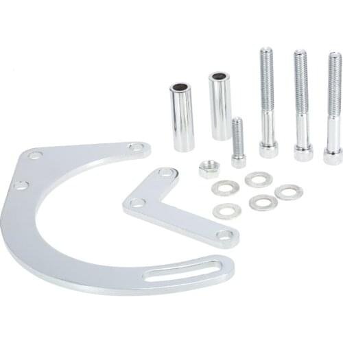 SBC Chrome Low Mount Alternator Bracket SWP SB for Chevy 350 Short Water Pump