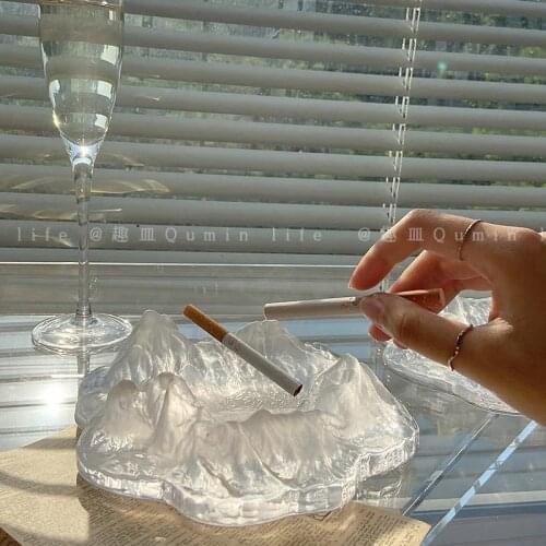 Iceberg Glass Ashtray Snow Mountain Household Commodities Luxury Cigar Jar Bar Ornaments Desktop Storage Decorative Chic Gifts