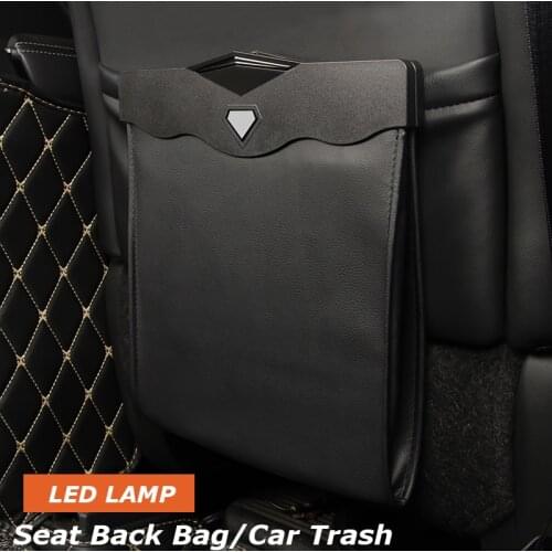 Led Dual-use storage Bag Car Vehicle Trash Rubbish Bin Garbage Can Styling Dust Case Holder Seat Back Bag For AUDI Barrel
