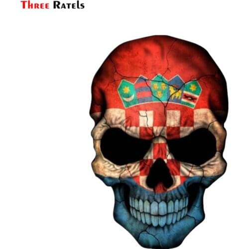 Three Ratels FC317 Waterproof Cool FLAG CROATIA Skull Car Sticker Decal for Skateboard Laptop Suitcase Car Skull flag
