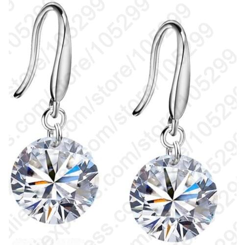 Nice Wholesale Good Quality 925 Sterling Silver Color10mm Cubic Zirconia Woman Girl Candy Hook Dangle Earrings