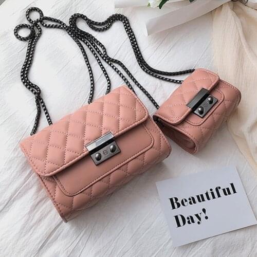 2021 Korea Style INs Women PU Leather Handbags Purses Ladies Crossbody Shoulder Bags Girls Chain Mini Phone Bags Bolsos Feminina