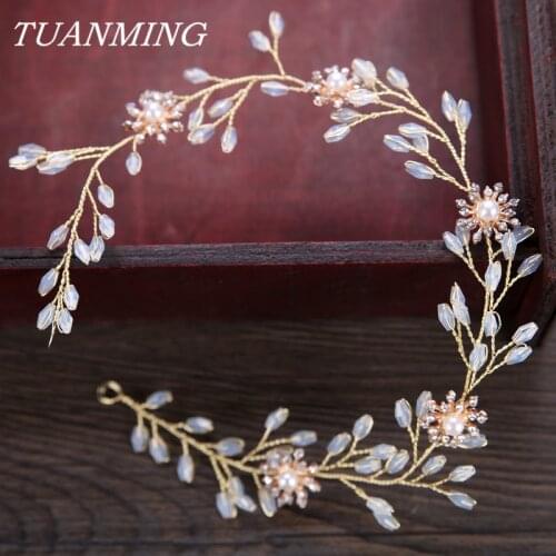 Pearl Rhinestone Women Headband Bride Hair Accessories Hair Band Wedding Pearl Hairband Womens Decorations Trombone