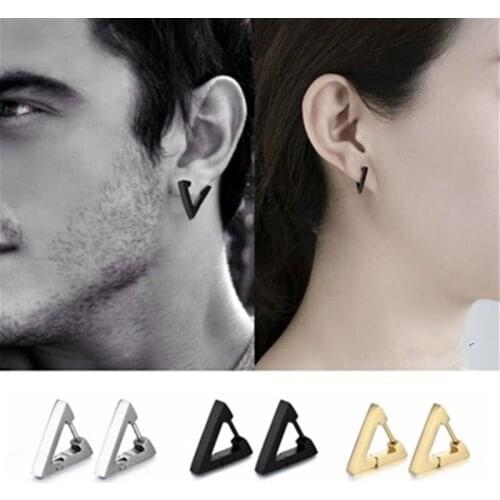 1 pcs Stainless Steel Fashion Steampunk Women Triangle Earrings Punk Jewelry Stud Earrings for Men Geometric Simple Brincos