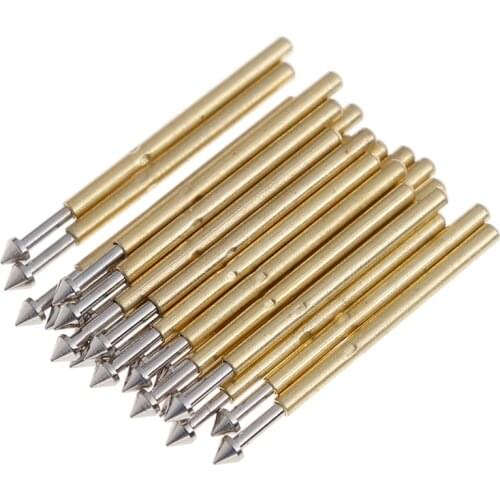 100 x P75-E2 / P75-E3 Spring Test Probe Pogo Pin 1.3mm Conical Head Gold Plated 1.0mm Thimble