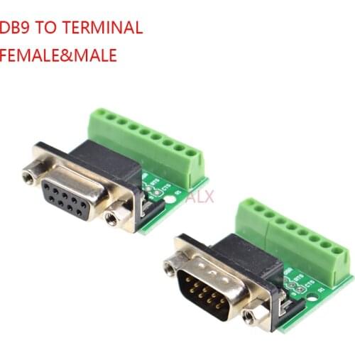 2PCS DB9 9PIN male female serial port connector to terminal adapter D-SUB COM RS232 TO RS485 converter BOARD terminal block