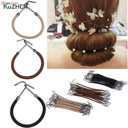 20Pcs Elastic Clips Bows Hair Accessories Bands Gum With Hook Ponytail Holder Bungee Hair Thick Hair Headwear Girls