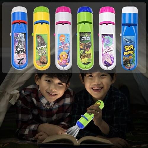 3 Slides Projection Flashlight Early Education Puzzle Toys Projector Lamp Light Up Toy Kids Baby Toy Sleeping Story