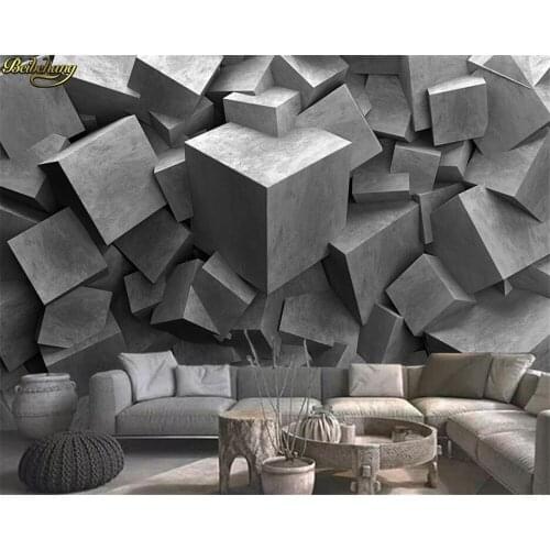 Beibehang papel de parede Custom 3d wallpaper mural three-dimensional cement plate square carving 3D background wall paper