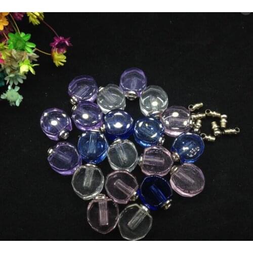 500pcs/lot Wholesale heart shaped glutinous rice glass vials perfume Essential oil pendant SCREW CAP Art Rhinestone diy necklace