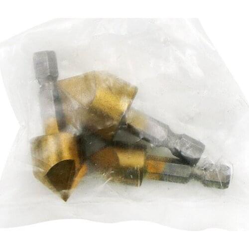 82 Degree Hexagonal Handle Five Edge Chamfering Tool Six Piece Set of 6mm-19mm Chamfering Cutter Woodworking Hole Opener