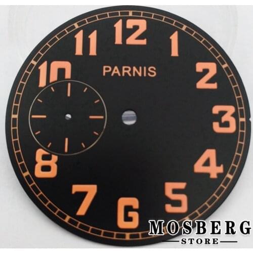 41.2mm Black Parnis Sterile Green Luminous Watch Dial Maker Watches Accessories For Eta6497 Sea Gull St3600 Series Movement