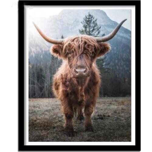 Diamond Painting Highland Cow DIY Diamond Embroidery Brown Bull Animal Mosaic Rhinestone Of Picture Handmade Needlework