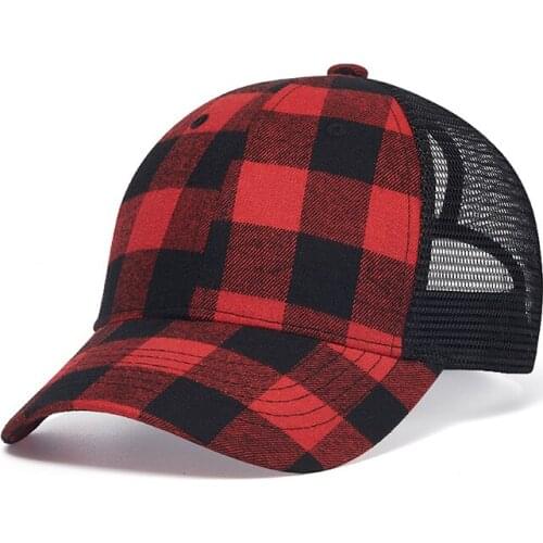 Baseball Cap Women Ponytail Summer Sun Beach Dad Hat Curved Bill Mesh Breathable Adjustable Plaid Sports Accessory For Teenagers