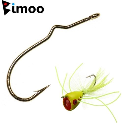 Bimoo 50pcs #2 #10 Popper Fly Tying Barbed Hooks Sproat Shank& Long Shank Fishhook Streamer Popper Fly Hooks