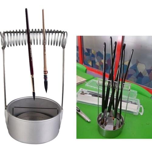 Stainless Steel Paint Brush Washer Cleaner and Holder Spring Brush Pen Holders School Stationery Painting Supplies