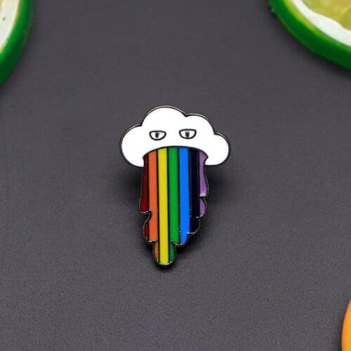 Cartoon Brooches Rainbow Clouds Enamel Pin for Kids Lapel Pin Hat Bag Pins Denim Jacket Women Brooch Badge SC4752