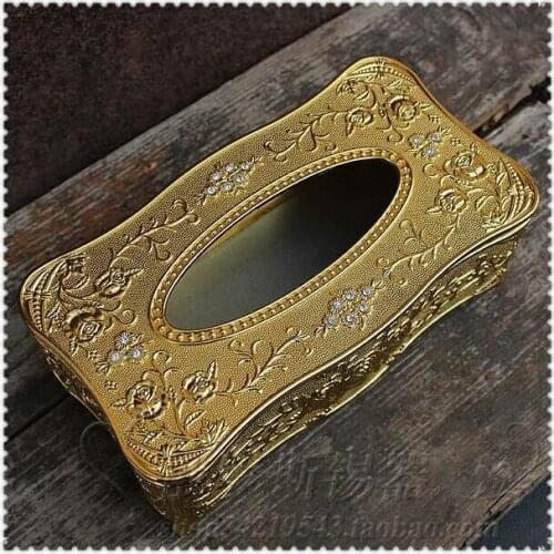 Europe gold -plated metal paper towel holder carved tissue box napkin holder tissue holder home accessories ZJH007