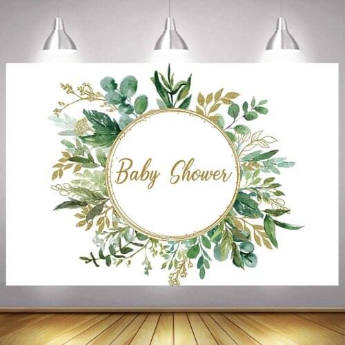 Oh Baby Photo Backdrop1st Newborn Happy Birthday Party Flower Green Leave Kids Floral Baby Shower Photography Backgrounds Banner