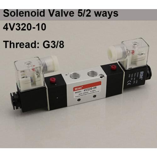 G3/8" 4V320-10 2 Position 5 Way Air Solenoid Valves Pneumatic Control Valve , DC12v DC24v AC 24v AC110v 220v