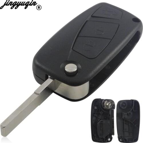 Jingyuqin 20pcs/lot For FIAT 3 Button Punto Ducato Stilo Panda Bravo Navy Flip Fob Black 3 BTN Folding Remote Key Shell Case