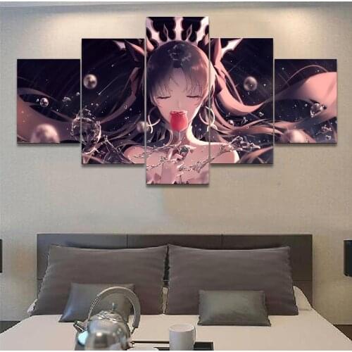 HD Printed Home Decor 5 Pieces Anime Fate Grand Order Ishtar Canvas Painting Wall Art Poster Modular Pictures Living Room Frame