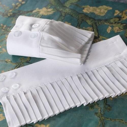Korean Retro Wrinkled Pleated Flare Sleeve False Cuffs Solid Color Sweater Decorative Detachable Wristband Clothing Accessory