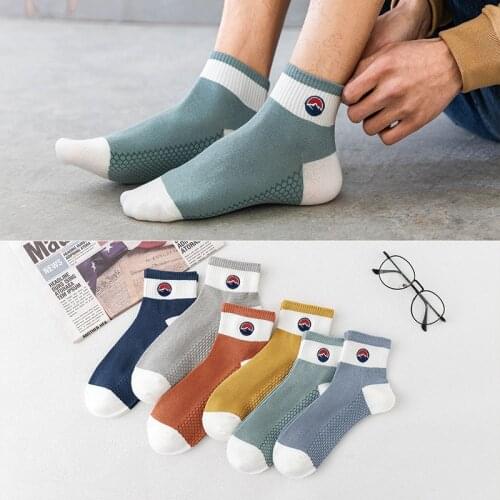 Summer socks mens socks fashion bright embroidered socks short tube socks thin socks