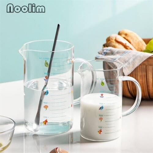Nordic High Borosilicate Glass Measuring Cup with Scale Kitchen Heat Resistant Microwave Oven Breakfast Milk Cup Baking Tools