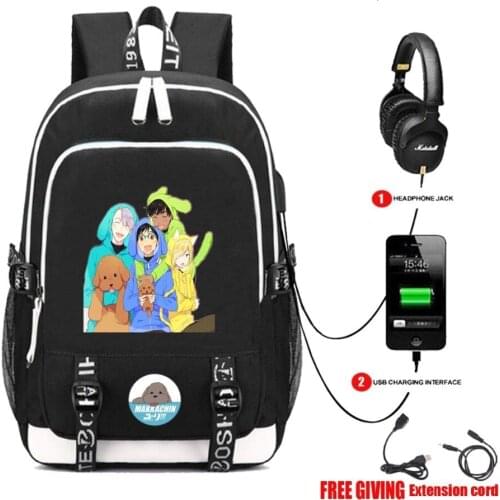 USB Charge Headphone Jack Men Women Laptop Bags teenagers School Bags Mochila College Students Bag Anime YURI On ICE backpack