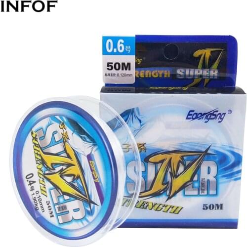 INFOF 50M Nylon Fishing Line Leader Line Monofilament Lines Diameter from 0.08mm to 10.4mm Extra Strong