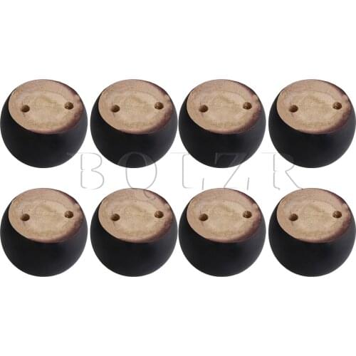 BQLZR 8PCS Black Wooden Round Cabinet Couch Legs 8x5cm for Furniture Hardware