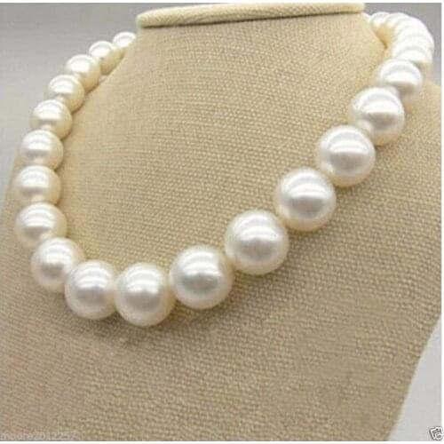 Charming Fashion Jewelry 14 mm Rare Huge round South Sea White Shell Pearl Necklace 17.5" AAA+ shipping free