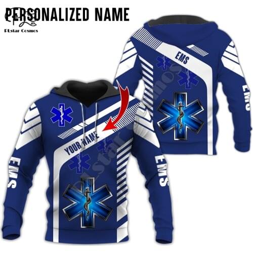 PLstar Cosmos Emergency Medical Service EMS 3D Printed Hoodies Sweatshirts Zip Hooded For Men/Women Casual Streetwear Style-E05