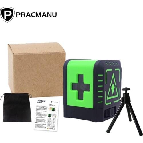 Pracmanu 2 Lines Laser Level Professional Vertical Cross Laser Level Self Levelling ( 4 degrees) with Tripod лазерный уровень