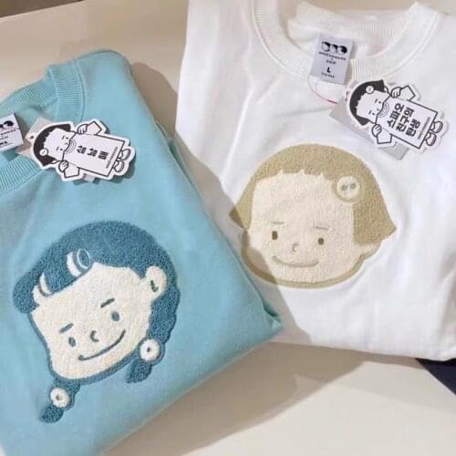 Three Siblings Embroidery Pullover Sweatshirt 2021 Women Hoodies Oversized Harajuku O-Neck Loose Top Long Sleeve Girls Female