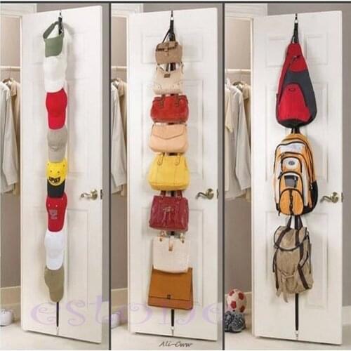Adjustable Over Door Straps Hanger Hat Bag Coat Clothes Rack Organizer 7 Hooks