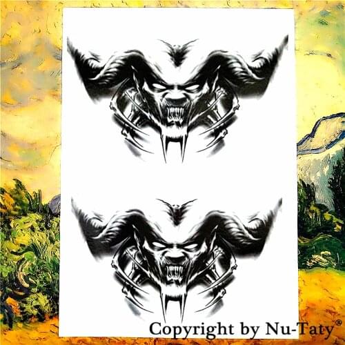 SHNAPIGN Horns monster Temporary Tattoo Body Art Flash Tattoo Stickers 21*15cm Waterproof Car Styling Home Decor Wall Sticker